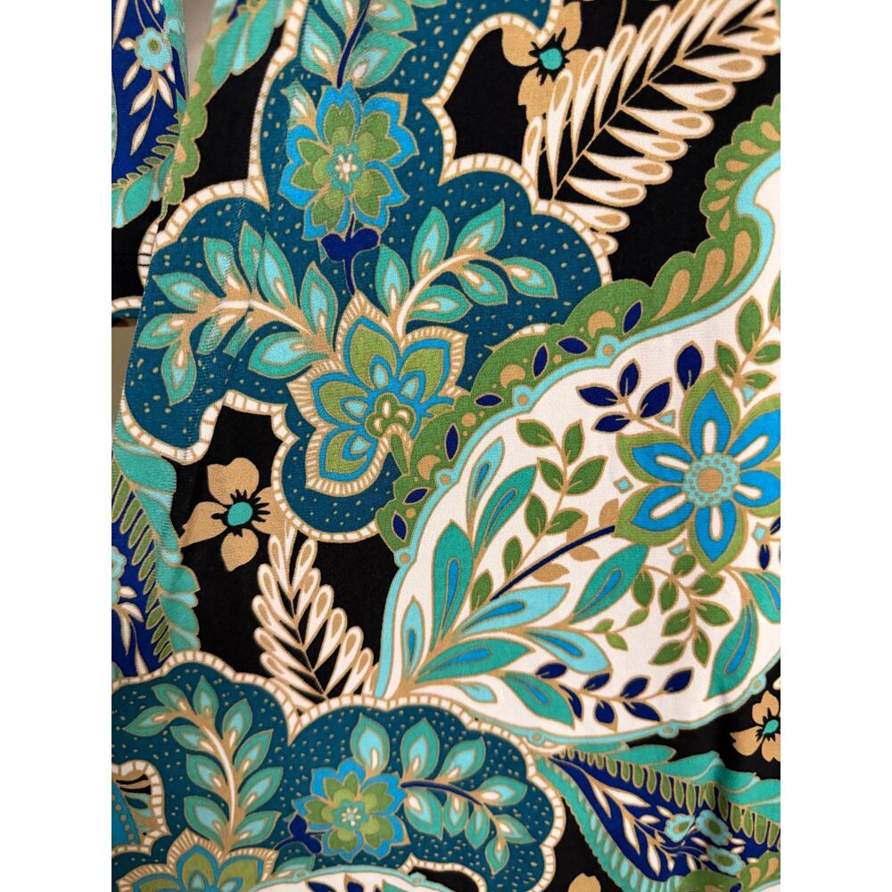 Banana Republic Women Warp Dress Size Small S Blue Green Floral 3/4 Stretch EUC - Picture 5 of 8